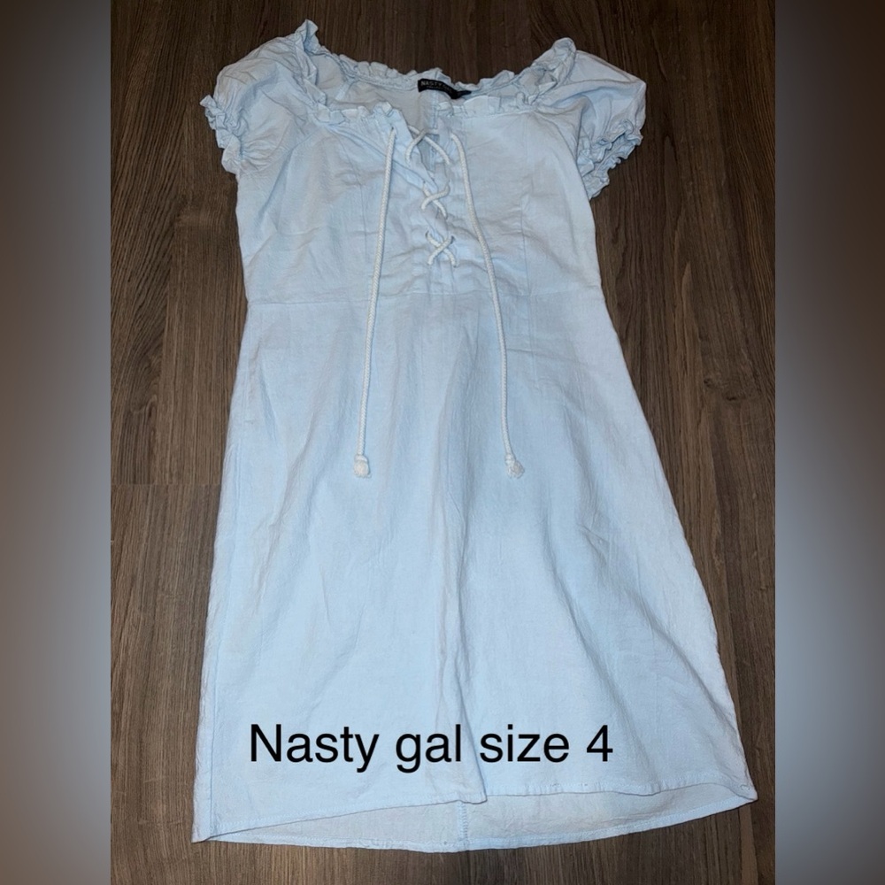 Nasty Gal Sky Blue Lace-Up Dress